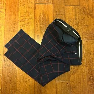 Ann Taylor Navy and Red Plaid Pants